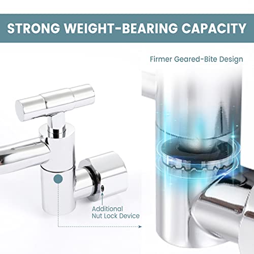 Metal Shower Head Extension Arm, Ydmeet 12" Brass Adjustable Extender, Standard 1/2", Raise Or Lower Rain And Fixed Shower Head, Adjustment Of Height/Angle Extension Arm Attachment, Polished Chrome #TOP3