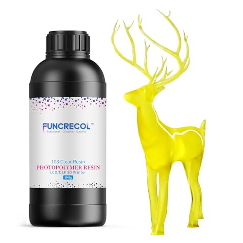 Image of 3D Printer Resin, 16K High Transparent Resin, High Precision & Clear 3D Printing Photopolymer Resin, 405nm Fast UV-Curing Resin for LCD /DLP /MSLA 3D Printer, Clear Yellow 1000g