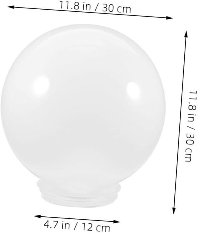 Acrylic White Globe Lampshade Outdoor Post Light Cover Replacement for Street Lamp Patio Decor