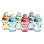 Tommee Tippee Natural Start Baby Bottles for 0m+, Pack of 6 260ml Baby Bottles, with Slow Flow Breast-Like Teat for a Natural Latch, Self-Sterilising and BPA Free, Baby Feeding Essentials, Colourful