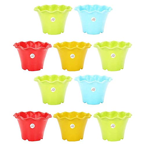 Kriti Kalash Gardening Flowering Pot 3 inch Unique Style Round Cut and Colourful, Pack of 10 (Colour May Vary)