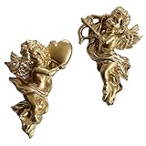 DKUWBJAS 2Pcs Angel Wall Decor, 5.3in Cherub Wall Art，Winged Resin Cupids, Adorable Cherub Decor for Home Wedding. Vintage Angel Wings Wall Decor, Wall Hanging Ornament