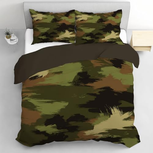 Housse de couette 200x200cm vert olive en textile microfibre premium