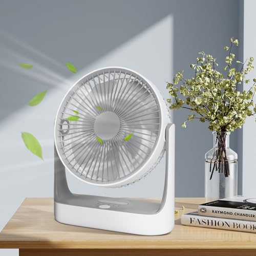 Magshion 7" USB Desk Fan, 3-in 1 4000mAh Rechargeable Battery Table Fan with Night Light, 180° Tilt Angle Small Portable Fan for Bedroom, Office and Kitchen