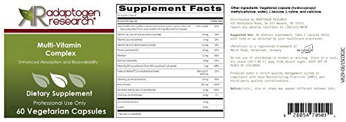 Multi-Vitamin Complex | Once Daily Multivitamin Supplement With Folate As Metafolin L-5-Mthf B12 As Methylcobalamin Vitamin A C D3 And More| Enhanced Absorption & Bioavailability | 60 Vegetarian Caps #TOP1