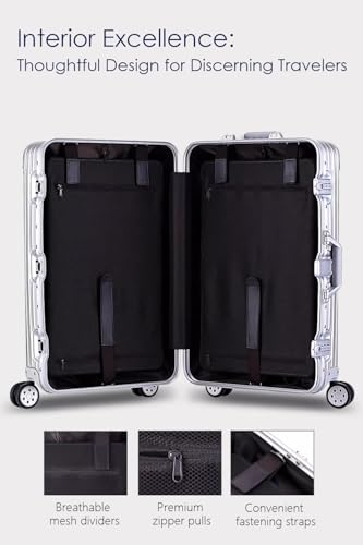 HotWay 20 Inch All Aluminum Carry On Luggage with Wheels, Hard Shell Zipperless Suitcase with TSA Locks, Gold Travel Luggage (22x14x9 Airline Approved) - Thumbnail 6