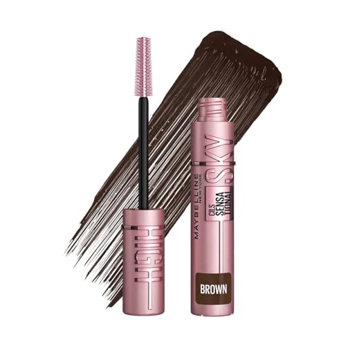 Maybelline New York Lash Sensational Sky High Mascara, Volumising & Lengthening Mascara, Washable Flake-Free Formula Infused with Bamboo Extract & Fibres, 7 ml, Shade: Brown