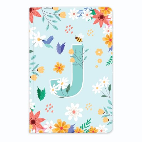 Image of Initial J Premium Soft Bound Notebook Diary for Girls and Women (B6, 90 GSM, 160 Ruled Pages) Floral Design Notebook Journal Diary