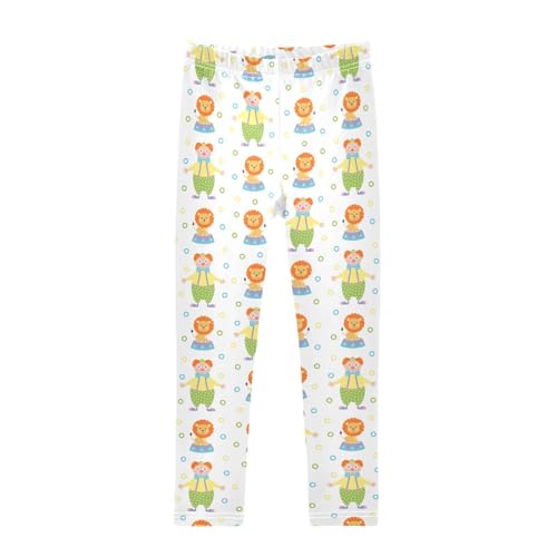 ZZKKO Girls Leggings Cute Circus Lion and Clown Toddler Girls Clothes Leggings for Girls Toddler Girls Leggings 3-4T