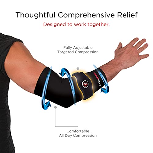 Dashsport Elbow System Includes: (1) Copper Compression Elbow Sleeve And (1) Tennis Elbow Brace. Best Forearm Brace/Strap With Pad. Complete Support And Relief Of Golfer And Tennis Elbow. #TOP2