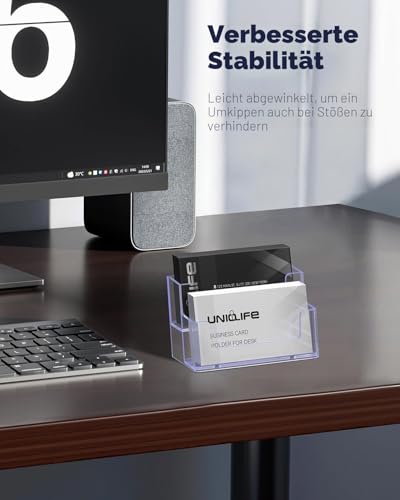 Uniclife 2 Pack Acryl Visitenkartenhalter für Schreibtisch 2 Slots Klar Visitenkarten-Display Ständer Desktop Visitenkartenorganisator Kartenständer für Büro Haus Ausstellung, 120 Karte Kapazität