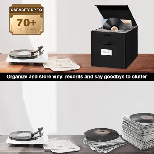 BOHEMIABY Caixa de armazenamento de discos de vinil, estojo de disco de vinil para álbum Lp, armazen