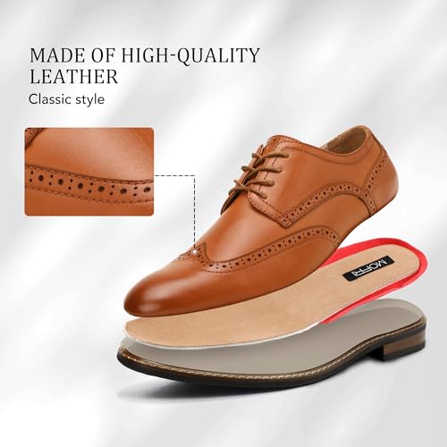 Zapatos Oxford Cap Toe de caballero con acabado elegante Marrón Pu-03 7