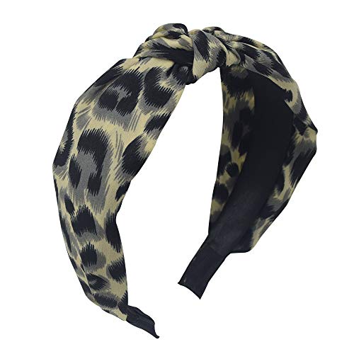 MHDGG Leopard Headbands for Women,1Pcs Knot Dot Hair Bands Wide Headbands Headwear Styling Tools Accessories for Women Girls,Beige