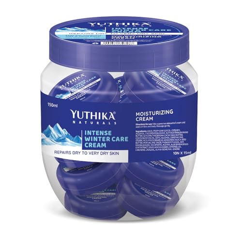 Image of Yuthika Intense Winter Care Cream 150ml Jar (Include 10 pc 15ml each)| Non Greasy Daily Moisturizer | Deep Hydration with Natural Butters | For Dry, Rough & Very Dry Skin | Face Cream for Women & Men