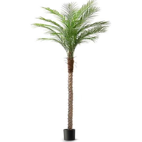 Artificial Phoenix Palm Tree 7ft Tall Outdoor Indoor Decor Fake Plants with 15 Adjustable Leaves...