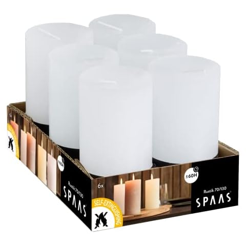 Spaas - Velas de Cera de parafina (6 Unidades, 70 x 130 mm), Color Blanco Cover