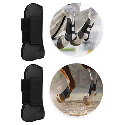 1 Pair Equine Knee Boot Professional Horse Leg Boot Horse ing Protection Boot Horse Leg Support Wrap Boots (Black)