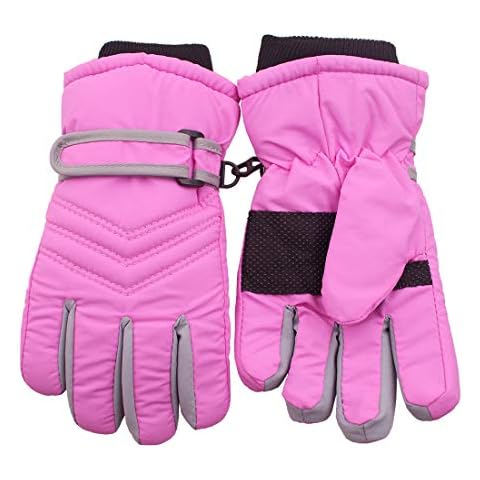 kimmyku Kids Children Toddler Boy Girls Winter Snowproof Waterproof Snow Ski Gloves Mittens Thermal Warm (Light PInk, 3-5Years) Cover