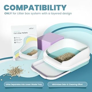 Basic Zeolite Cat Litter Pellets 7lbs & Cat Pee Pads 10 Count - Refill for Tidy Cats Breeze Litter System | Premium Stainless Steel Shifting Tray