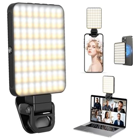 XINBAOHONG Rechargeable Clip Fill Video Conference Light, Magnetic Selfie Light for Phone Android Camera iPad Laptop 128 LED Phone Light for Makeup TikTok Selfie Vlog Cover