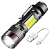 Produktbild LED Taschenlampe Klein, USB Aufladbar Akku 800 Lumen Taschenlampen Zoombar Handlampe mit COB Arbeitsleuchte, 3 Modi, Magnet und Clip, Taschenlampen Extrem Hell für Camping, Wandern, Notfälle