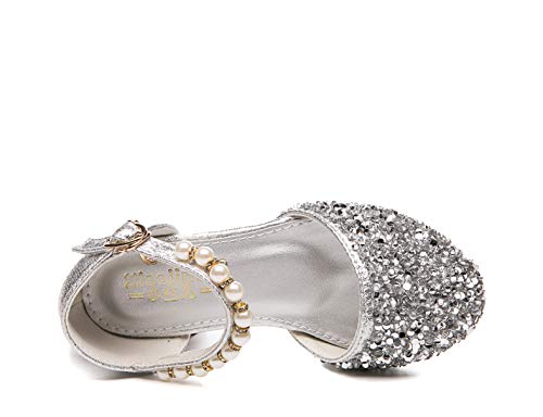 Girls Mary Jane Pumps Wedding Bridesmaids Party Shoes Glitter Kitten Heel Sandal(Toddler/Little Girl)4