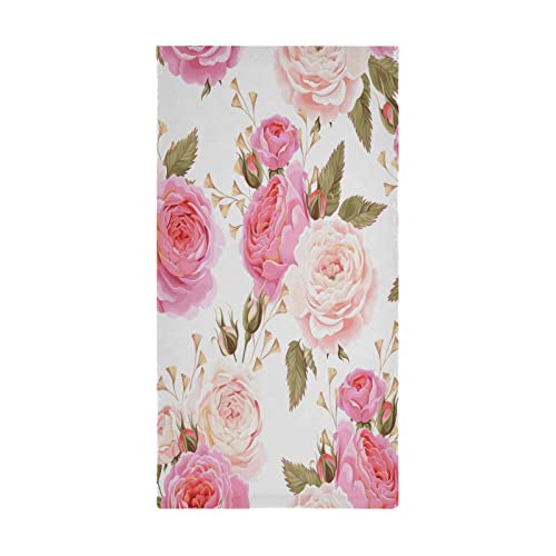 Rose Hand Towels For Bathroom Set Of 2 Rustic Pink Roses Floral Elegant Summer Flowers Luxury Towels 16"X28" Ultra Soft Absorbent Bathroom Hand Towel For Face,Gym,Spa,Hotel,Kitchen Dish Tea Towels #TOP5