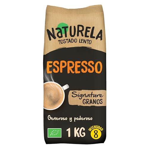 NATURELA Café Ecológico en Grano | Intenso 100% Arabica y Robusta | Mezcla premium exclusiva para espresso, prensa francesa o café de filtro - Bolsa de 1 kg