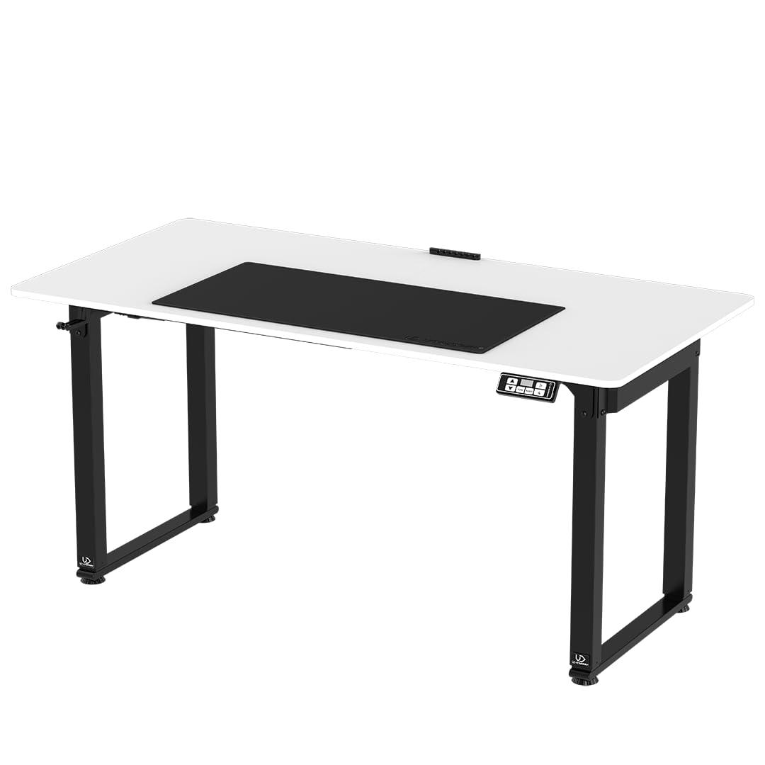ULTRADESK Uplift V2 Computertisch Gaming Tisch Schreibtisch, Stahlkonstruktion, Platz für DREI Monitore, Elektrische Höheneinstellung, Beinfreiheit und mehr, Inklusive Zubehör, 160 x 75 cm, Weiß