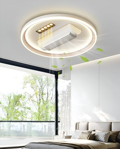 Image of Smartway 60 Watt Round Dorita Modern Ceiling Fan Chandelier BLDC Noiseless Motor + Auto Rotatable Blower Fan 3 Color Mode (Warm, Cold & Natural White) Stabilizing Dimming with Remote & App Control