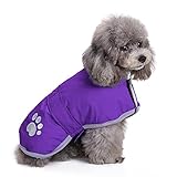 Picture of Queenmore Dog Winter Coat, Cold Weather Fleece Jacket for Dogs, Waterproof Reflective Reversible, for Small, Medium and Large Dogs (Purple, 2XL)