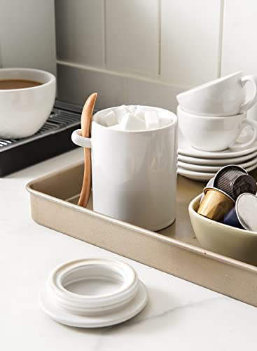 Le Tauci Sugar Bowl With Lid And Spoon, Ceramic Sugar Bowl, Sugar Jar For Kitchen, Coffee Bar, Countertop, 12 Oz Salt Container, Modern Farmhouse Kitchen Decor, White #TOP2