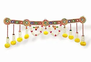 The ArtBlleZon Jaipuri Ring Door Hanging Toran-Traditional Bandanwan Main Door Toran,Hanging Toram for Home Decoration,Handmade Diwali Decoration Door Hanging for Home Door,Puja Room Toran