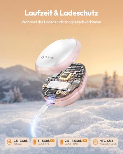 Gaiatop Handwärmer Elektrisch, 2er-Pack 3 Heizmodi Magnetisch Tragbar Taschenwärmer Wiederverwendbar… – Ansicht 4