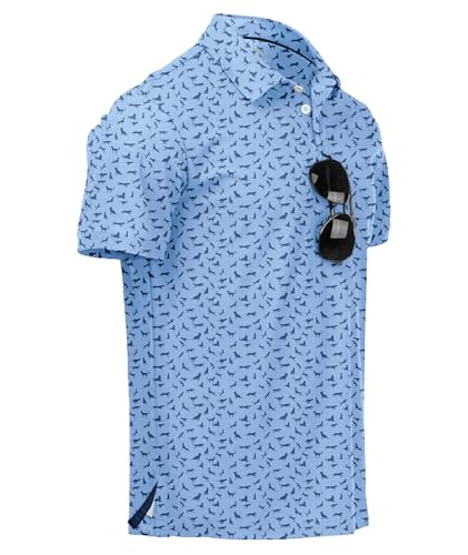 Image of ZITY Mens Golf Polo Shirts Short Sleeve UPF 50+ Performance Moisture Wicking Print Pattern Casual Collared Golf Shirt for Men