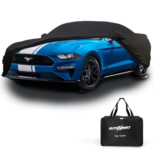 Image of for Ford Mustang Car Cover Indoor,Stretch Satin Indoor Car Cover for Mustang,Dust-Proof Protection Breathable Full Ford Mustang Indoor Car Cover with Luxury Storage Bag,Black