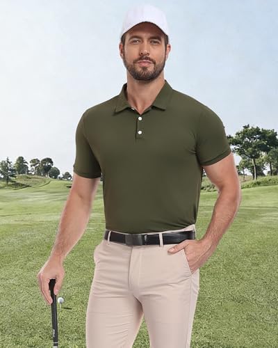 KUYIGO 3 Pack Mens Polo Shirts Quick Dry Moisture Wicking Golf Shirt,M