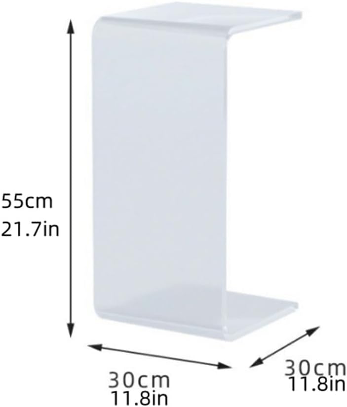Acrylic Coffee Table, C Shaped Side Table, Small Coffee Tables for Small Spaces, Clear Acrylic Side Table Suitable for Living Room, Bedroom and Study (Gray, 11.8 * 11.8 * 21*.7in)