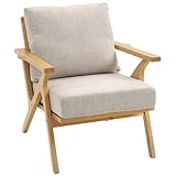 SOUTIEN STABLE : Construit en bois d'hévéa solide, ce fauteuil de salon garantit une solidité et une stabilité optimales pour un confort au quotidien et une relaxation de longue durée.