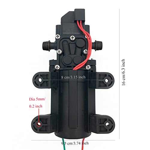 12V Dc Fresh Water Pump With 2 Hose Clamp 12 Volt Diaphragm Pump Self Priming Sprayer Pump With Pressure Switch 4.5 L/Min 1.2 Gpm 110 Psi Adjustable For Rv Camper Marine Boat Lawn #TOP4