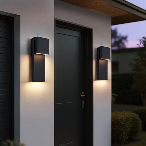 Image of Tarentlight Dusk to Dawn Outdoor Wall Lights 2 Packs,Modern Minimalist Outdoor Fixture Wall Mount,Anti-Rust Sturdy & Sleek Outside Lights for House Porch Garage Patio,3000K 17W Integrated LED