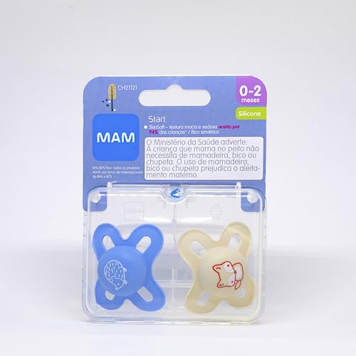 Chupeta Start, MAM, Azul/Branco, 0-2 Meses