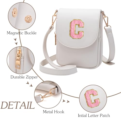 Image of Viverte Crossbody Purse for Teen Girls Small Initial Cell Phone Toddler Purse Leather Triple Compartment Crossbody Bags