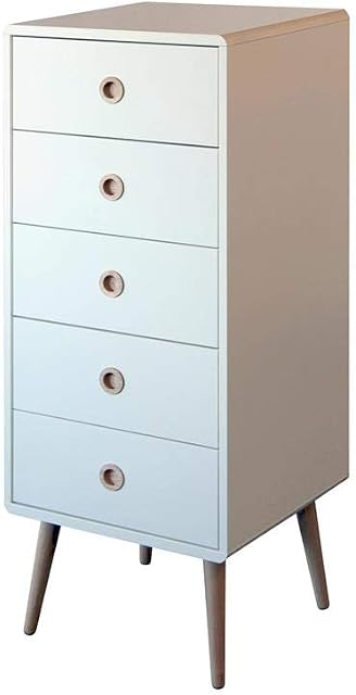 Steens Soft Line 5 Drawer Chest, Oak, White, Narrow