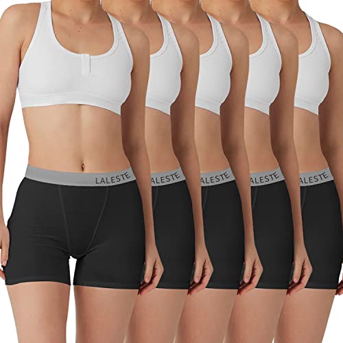 LALESTE Women Cotton Boxer Briefs 3" Inseam Boy Shorts Underwear Anti Chafing Shorts 5 Pack