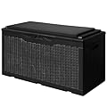Devoko 100 Gallon Deck Box, Waterproof Outdoor Storage Box with Cushion (Black)