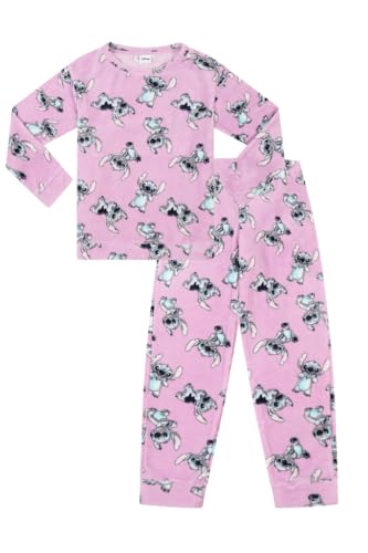 Disney Womens Lilo and Stitch Fleece Long Ladies Pyjama Set (24-26) Pink