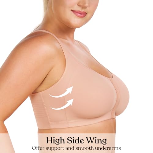Image of HSIA Posture Bras for Women - Front Closure Bra for Women No Underwire Back Support Plus Size Full Coverage Bra