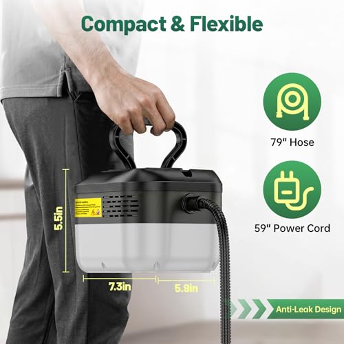 Image of 2500W Handheld Steam Cleaner, 15s Fast Heat-Up High Temp Pressurized Steamer, 1.2L Large Tank, Portable Steam Cleaning Machine for Home, Kitchen, Bathroom, Car, Grout & Furniture (Black)